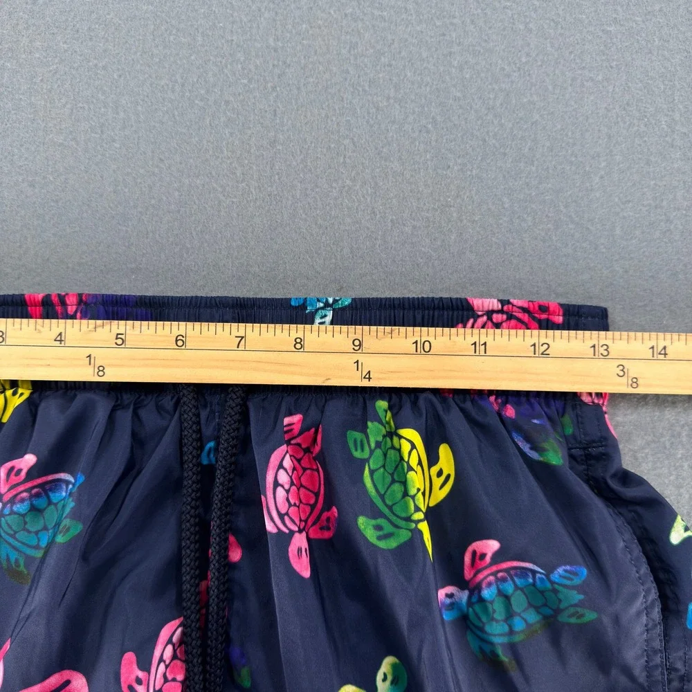 Vilebrequin Moorea Mens Swim Trunks Navy Blue Multi Color Sea Turtle Size Small